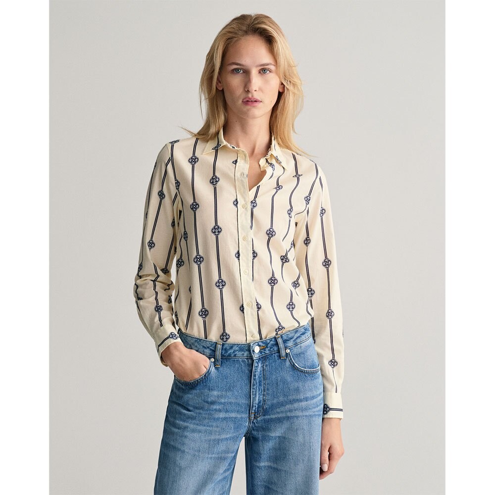 

Рубашка с длинным рукавом Gant Reg Monogram Cot Voile, бежевый