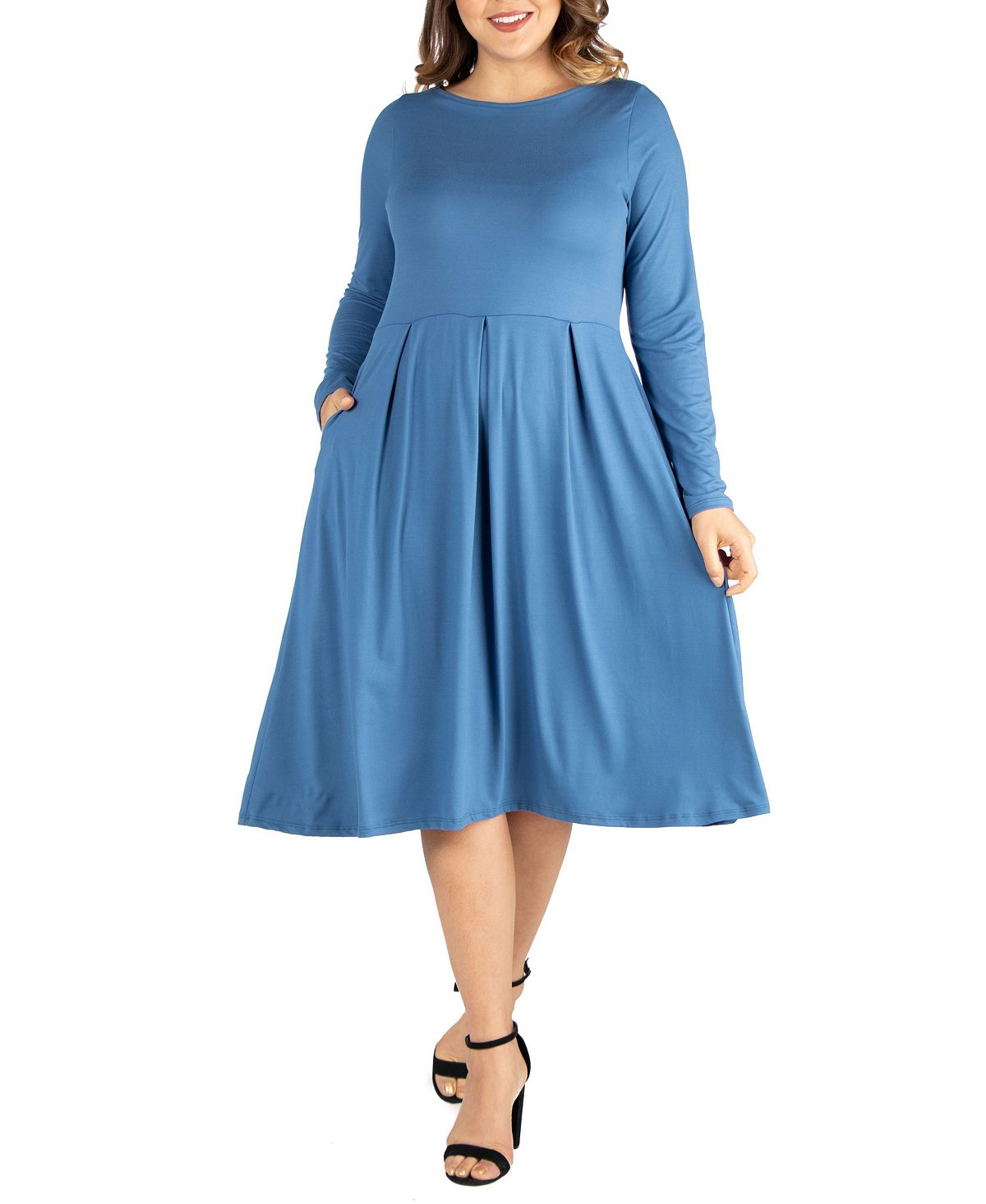 цена Женское облегающее платье миди больших размеров с расклешенной юбкой 24seven Comfort Apparel