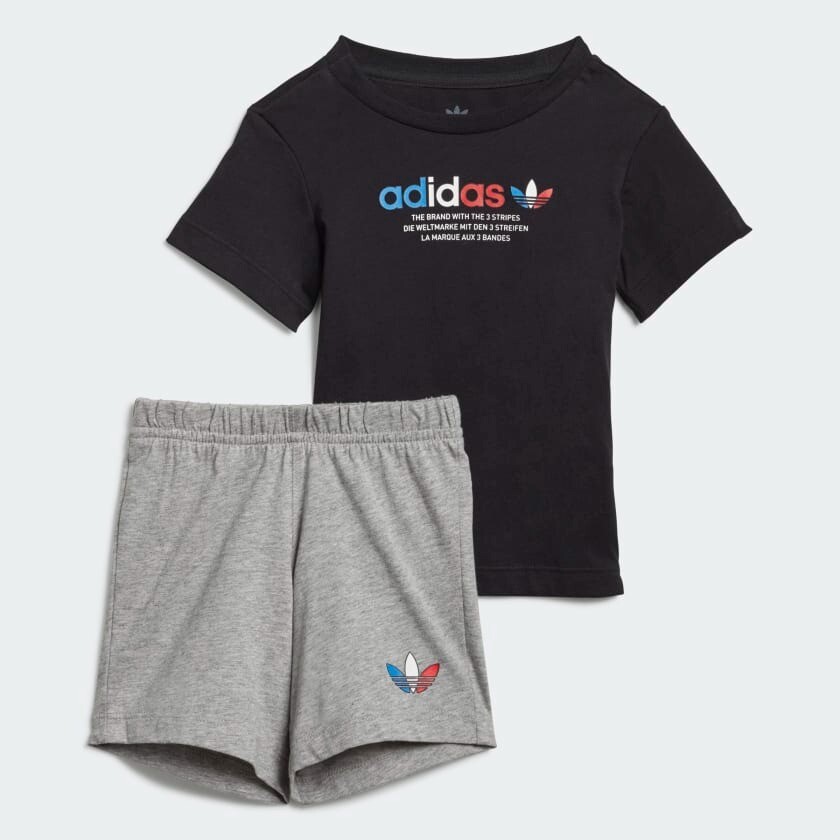 

Детский комплект Adidas Originals Adicolor Shorts And Tee, 2 предмета, черный/серый