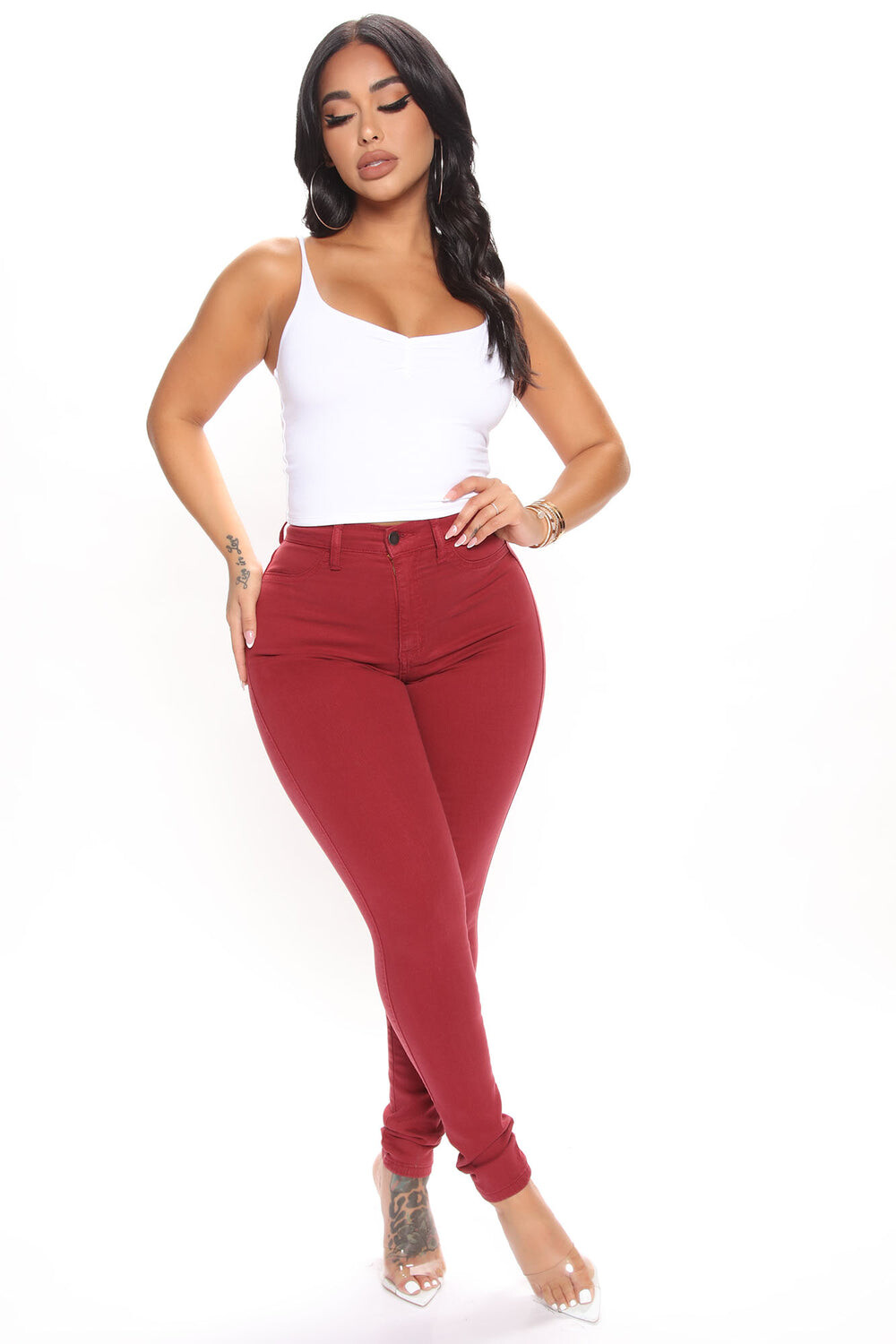 

Джинсы скинни Fashion Nova P88, вино