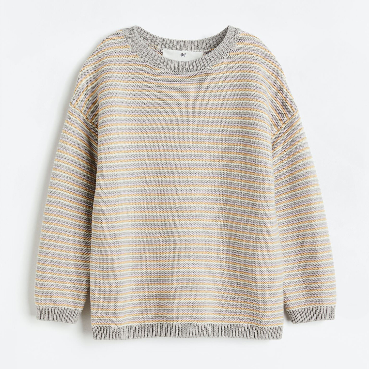 

Хлопковый свитер H&M Kids Exclusive Striped, светло-серый