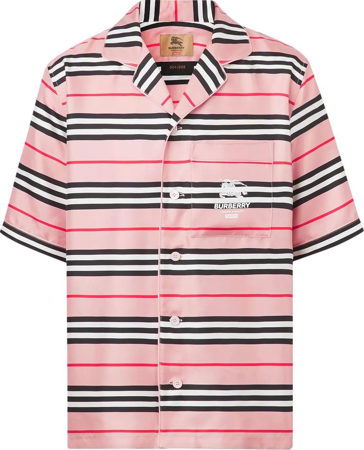 Рубашка Supreme x Burberry Icon Stripe Silk Pyjama Shirt (Burberry Exclusive) 'Archive Beige', загар