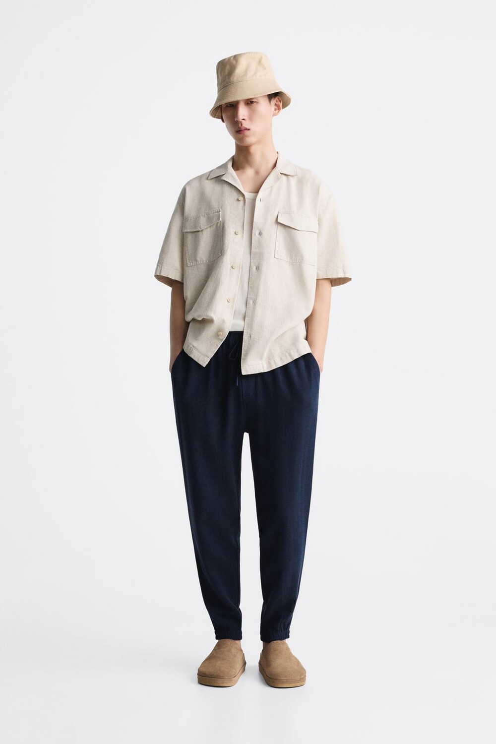 

Брюки из вискозы - льна ZARA, синий