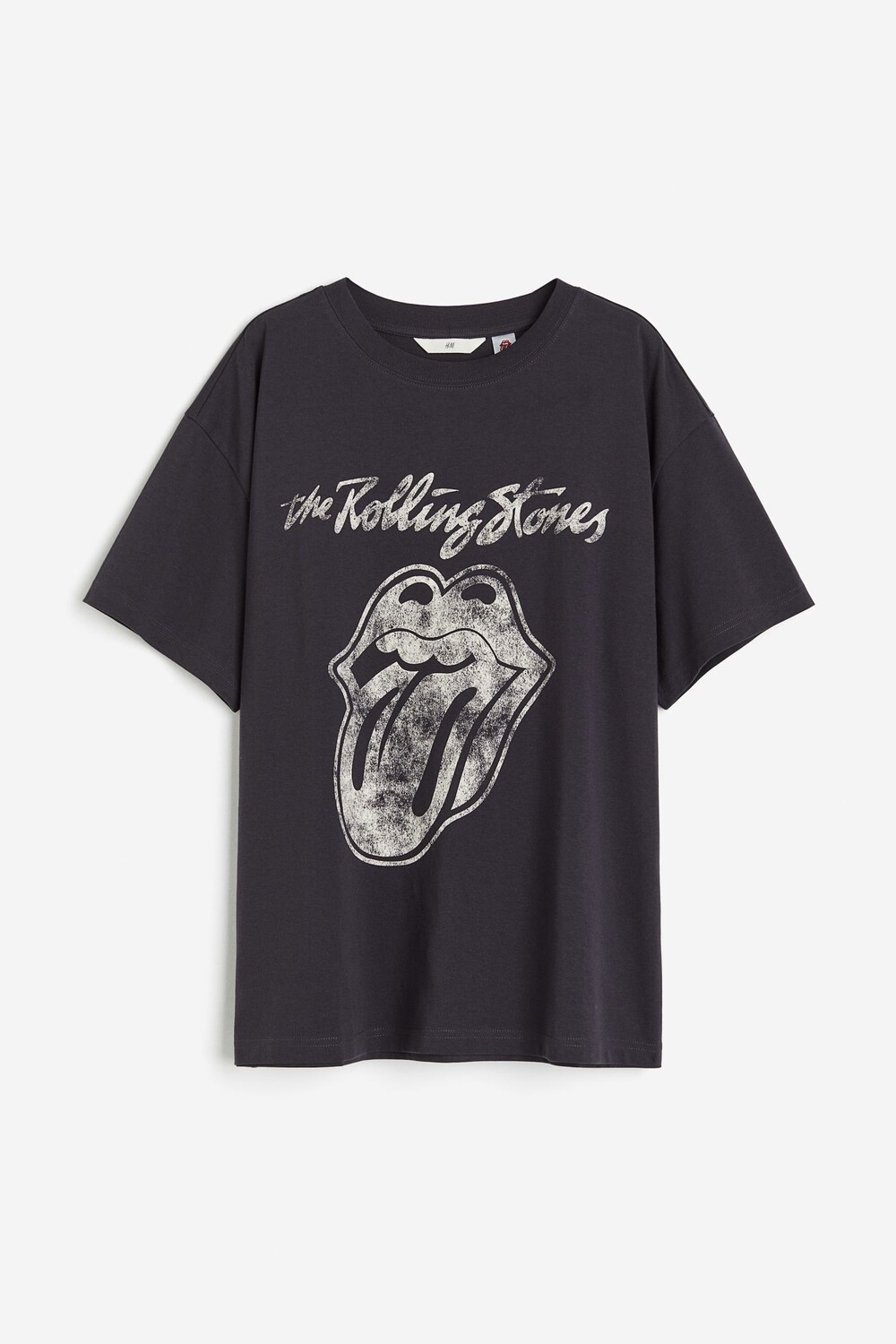 

Футболка H&M Oversized Printed The Rolling Stones, темно-серый