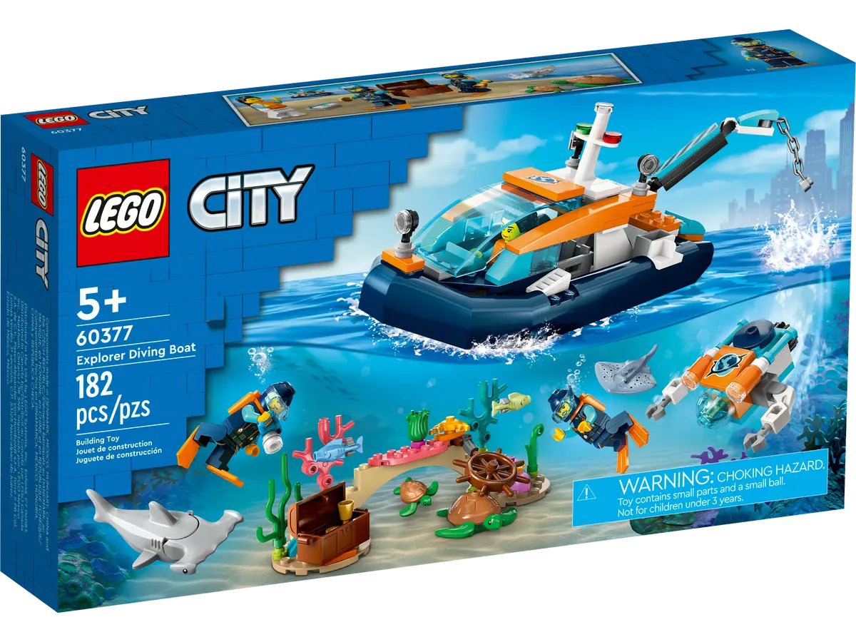 Конструктор Lego City Explorer Diving Boat 60377, 182 детали lego marvel the hulkbuster битва за ваканду 76247 набор строительных игрушек lego