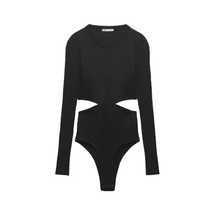 

Боди Zara Ribbed Cut-out, черный