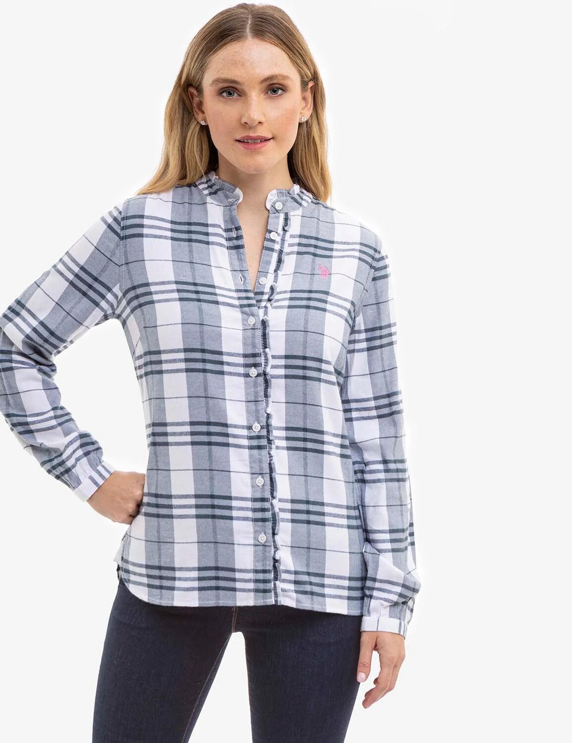 

Рубашка женская U.S. Polo Assn. ruffle plaid, синий