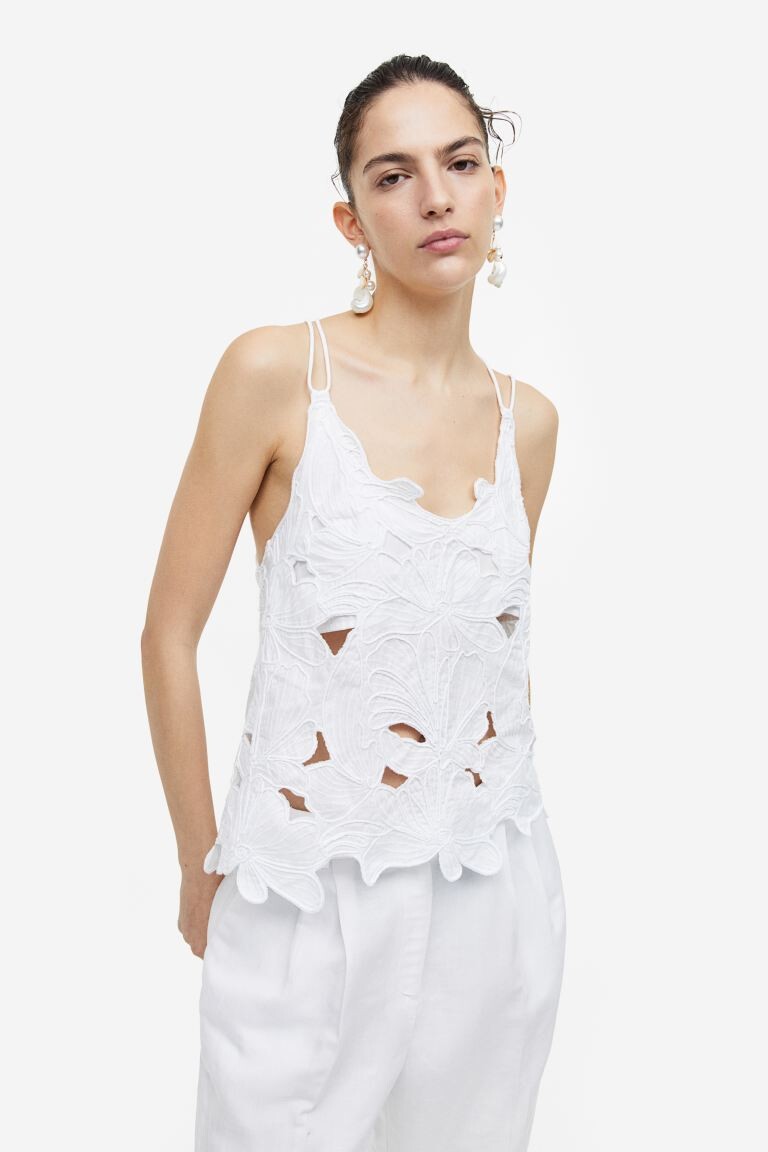 

Вышитый топ H&M, белый