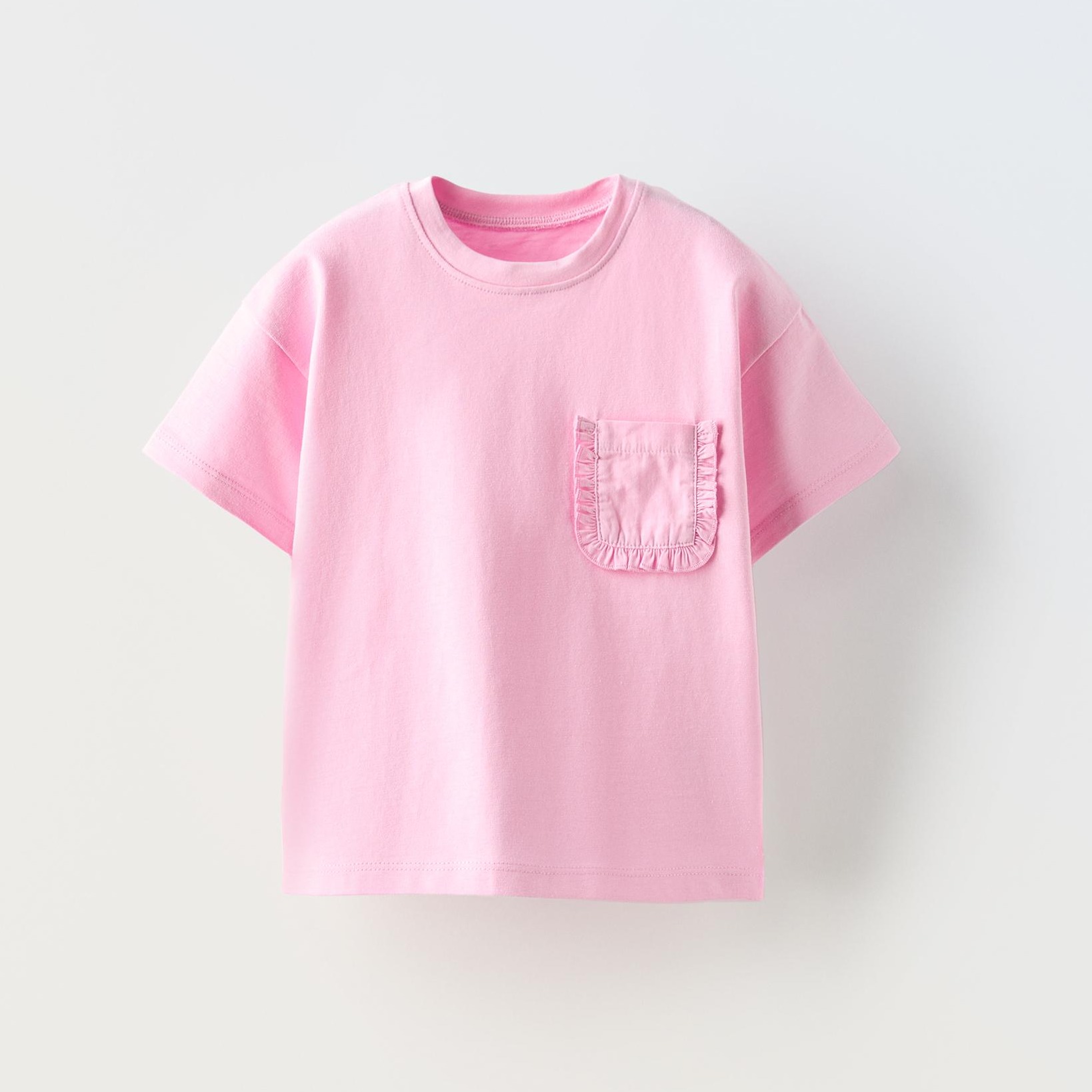 Футболка Zara Summer Camp Plain Pocket, розовый женское платье макси с коротким рукавом фонариком круглым вырезом и оборками