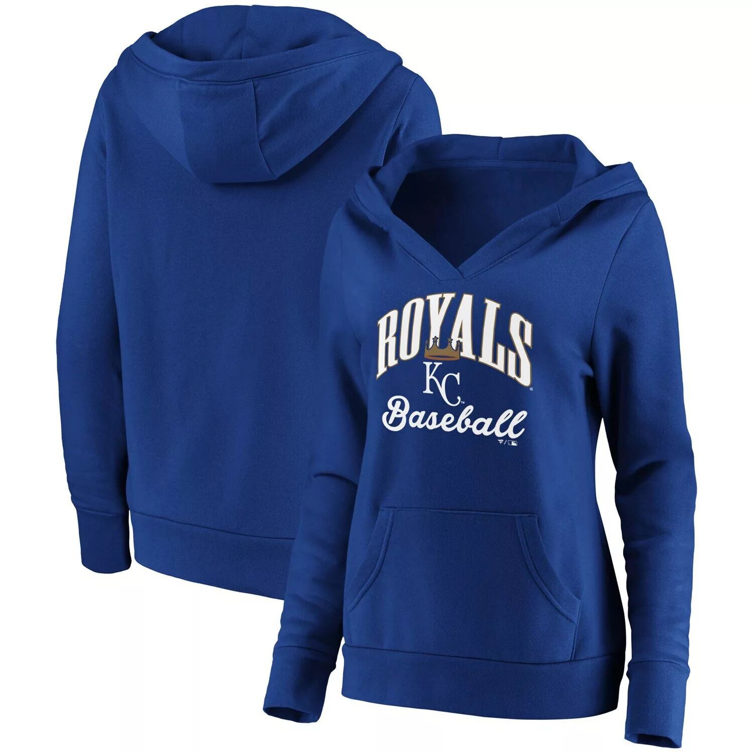 

Женский пуловер с капюшоном Fanatics Royal Kansas City Royals Victory Script с перекрестным вырезом и капюшоном Fanatics
