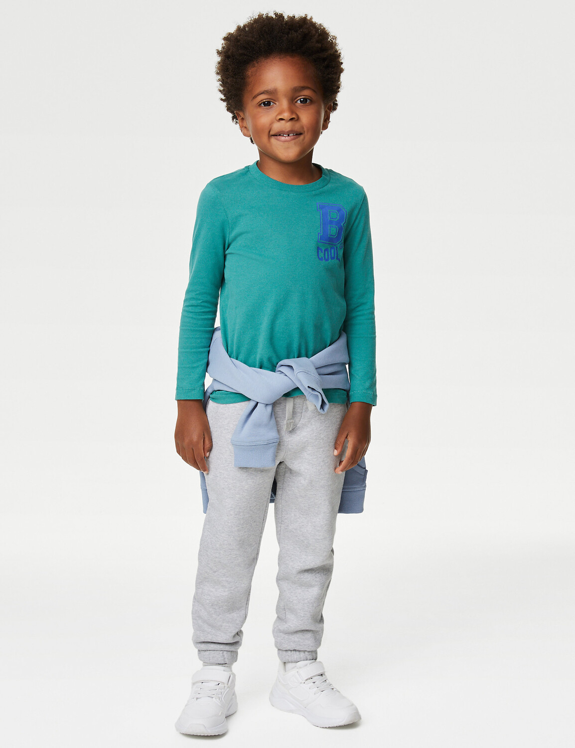 

Джоггеры из хлопка с затягивающимся шнурком (2–7 лет) Marks & Spencer, серый