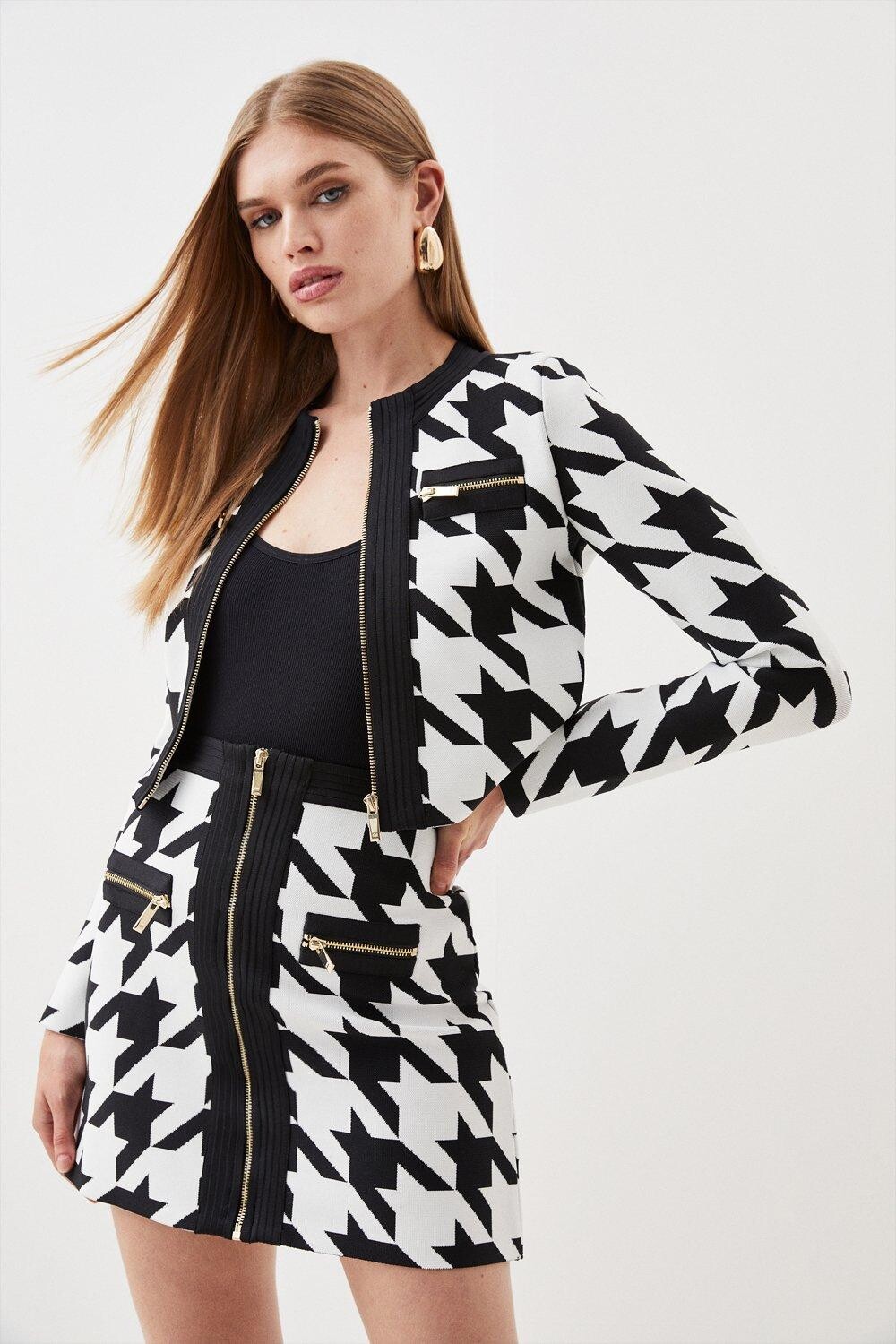 

Вязаная куртка с узором «гусиные лапки» Karen Millen, мультиколор
