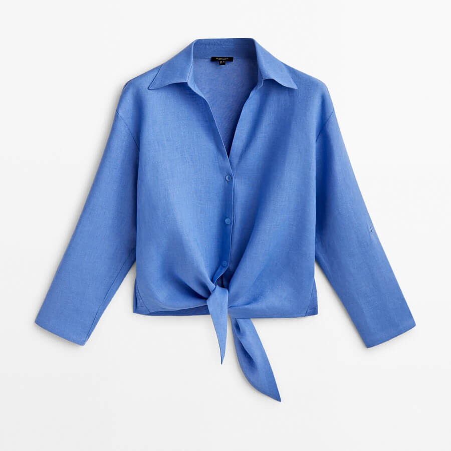 

Рубашка Massimo Dutti Linen, синий