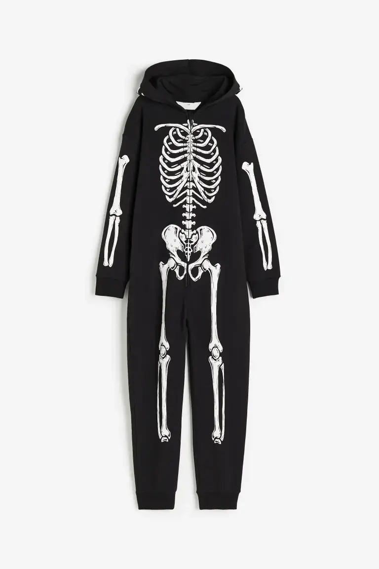 

Комбинезон H&M Skeleton Hooded Sweatshirt, черный/белый