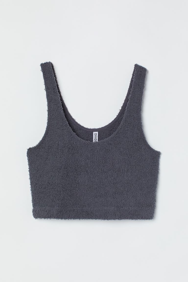 

Короткий пушистый топ H&M, темно-серый
