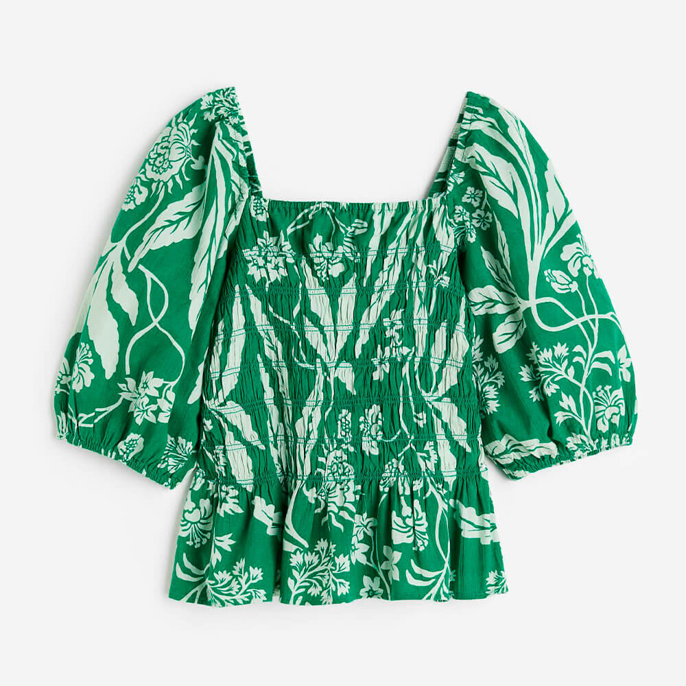 

Блузка H&M Smocked, зеленый