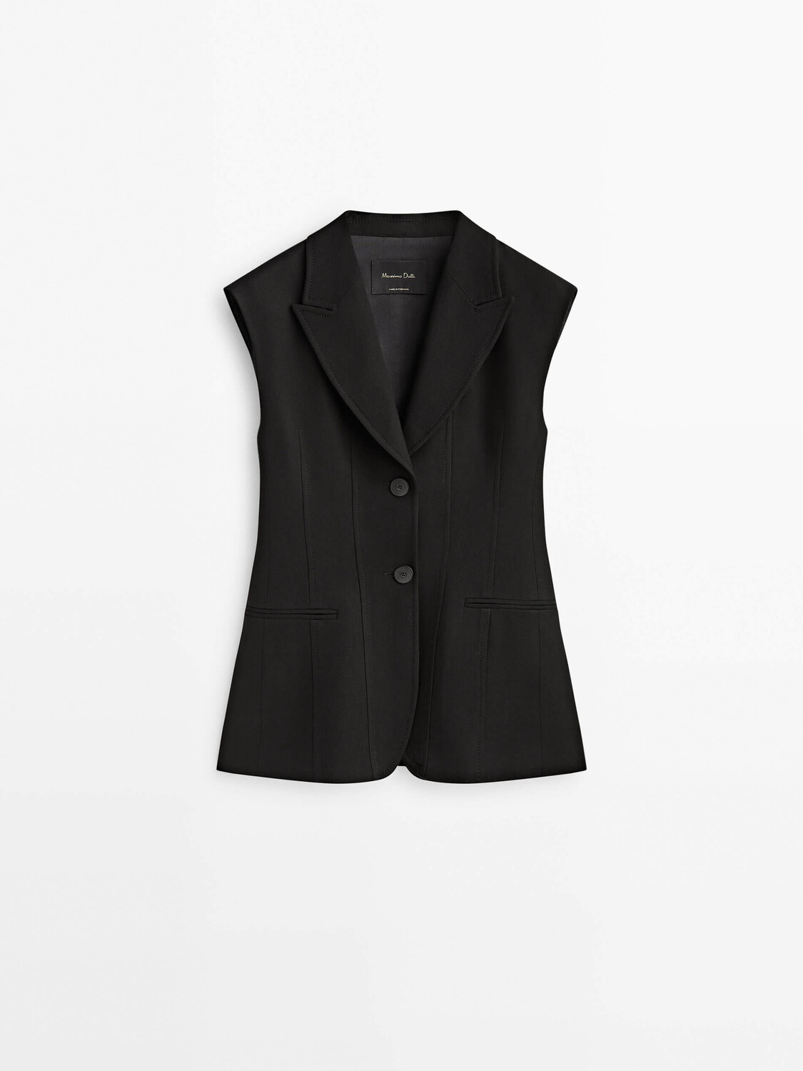

Жилет Massimo Dutti Fitted Black Buttoned, черный