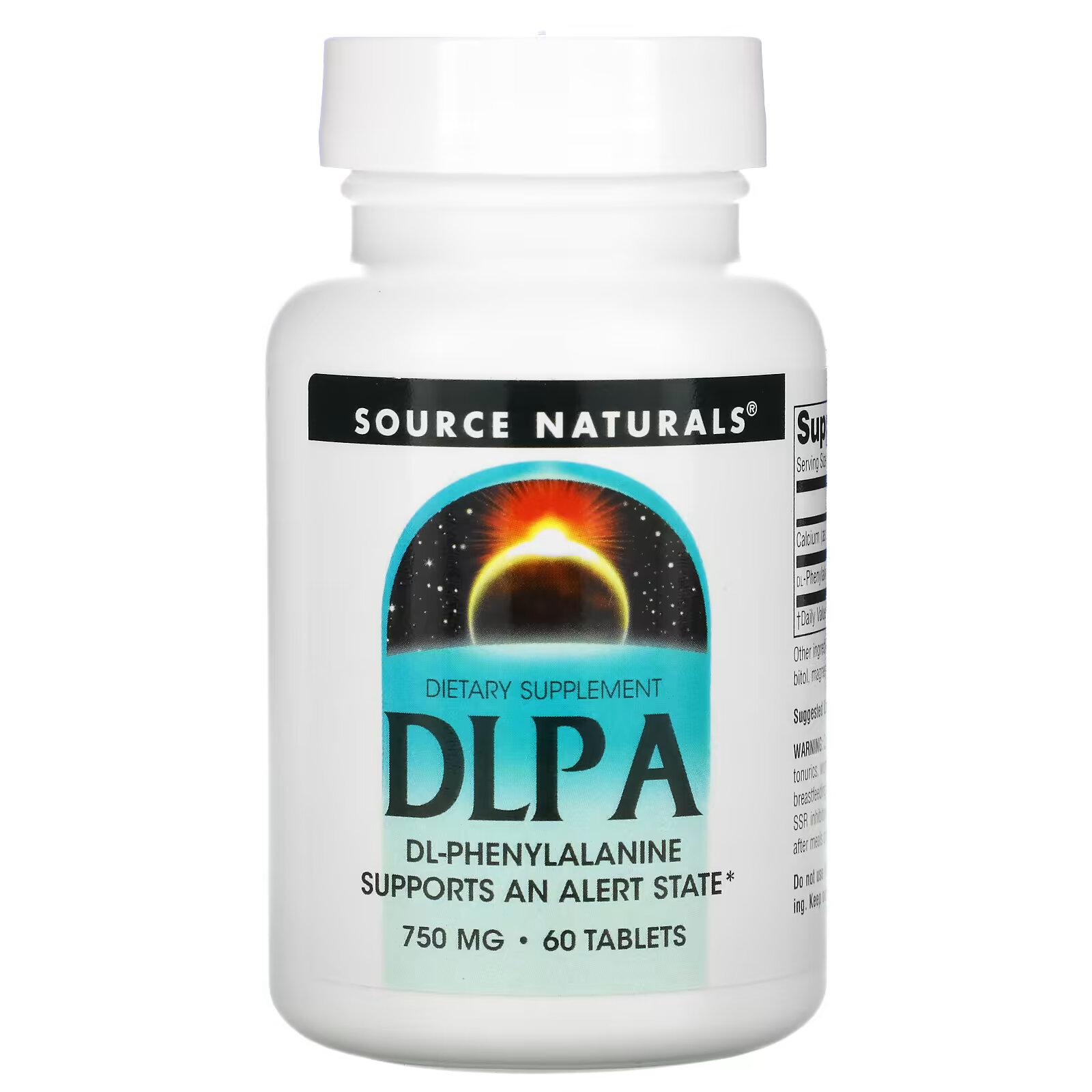 Source Naturals, DLPA (DL-фенилаланин), 750 мг, 60 таблеток dl фенилаланин solaray dlpa 500 мг 60 растительных капсул