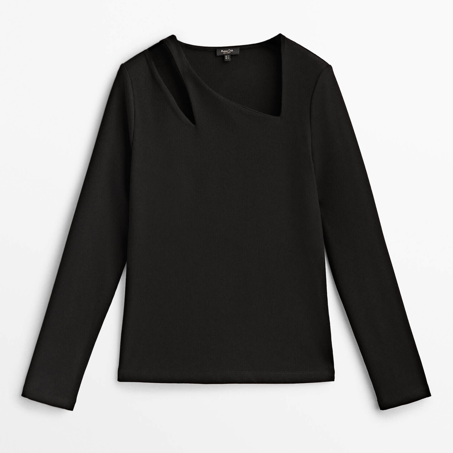 

Лонгслив Massimo Dutti Ribbed Cut-out, черный