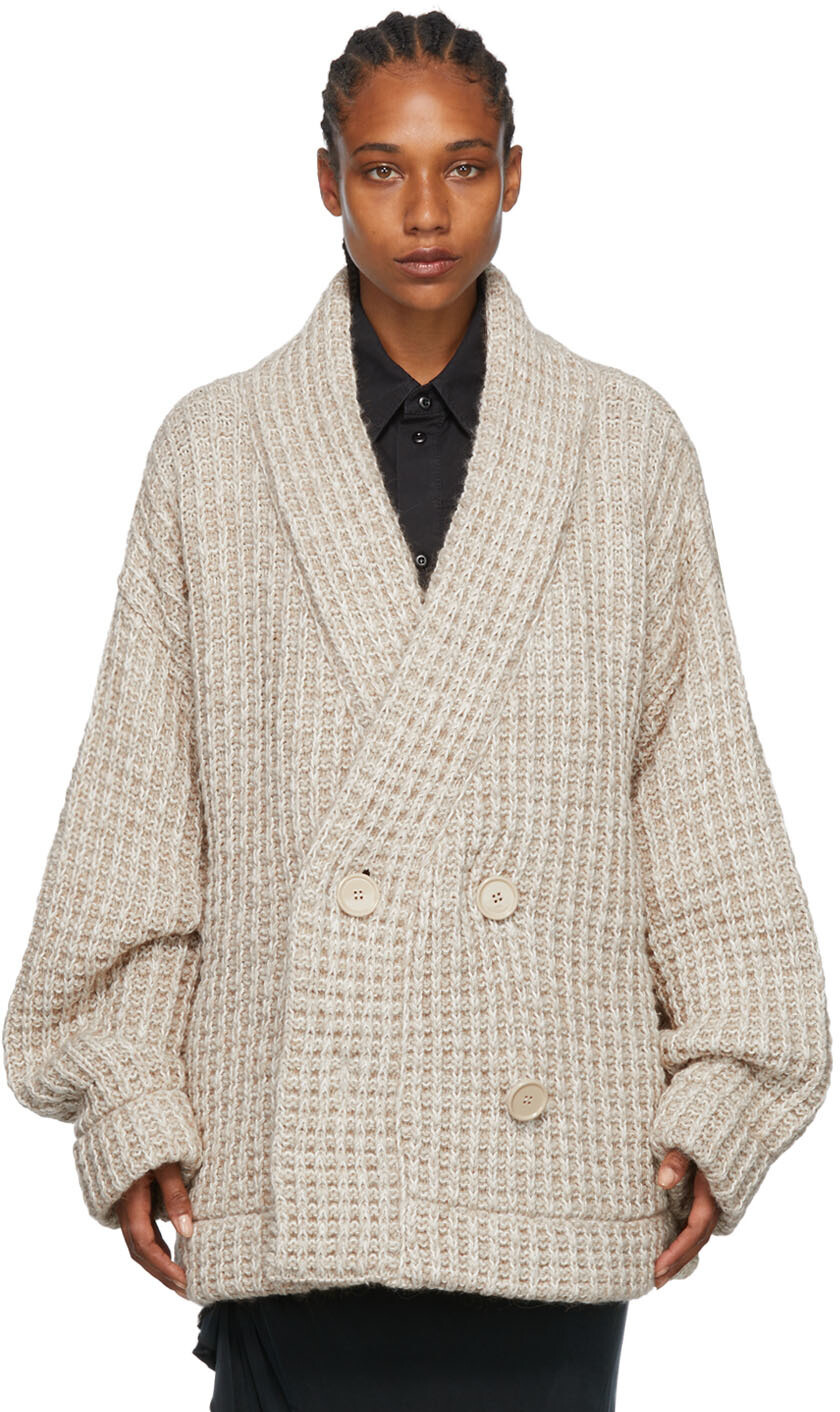 

Бежевый вязаный кардиган MM6 Maison Margiela