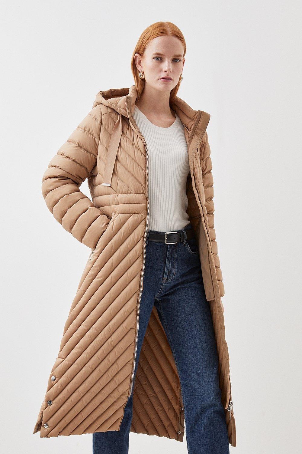 

Упаковываемое пуховое пальто длиной до колена Karen Millen, нейтральный