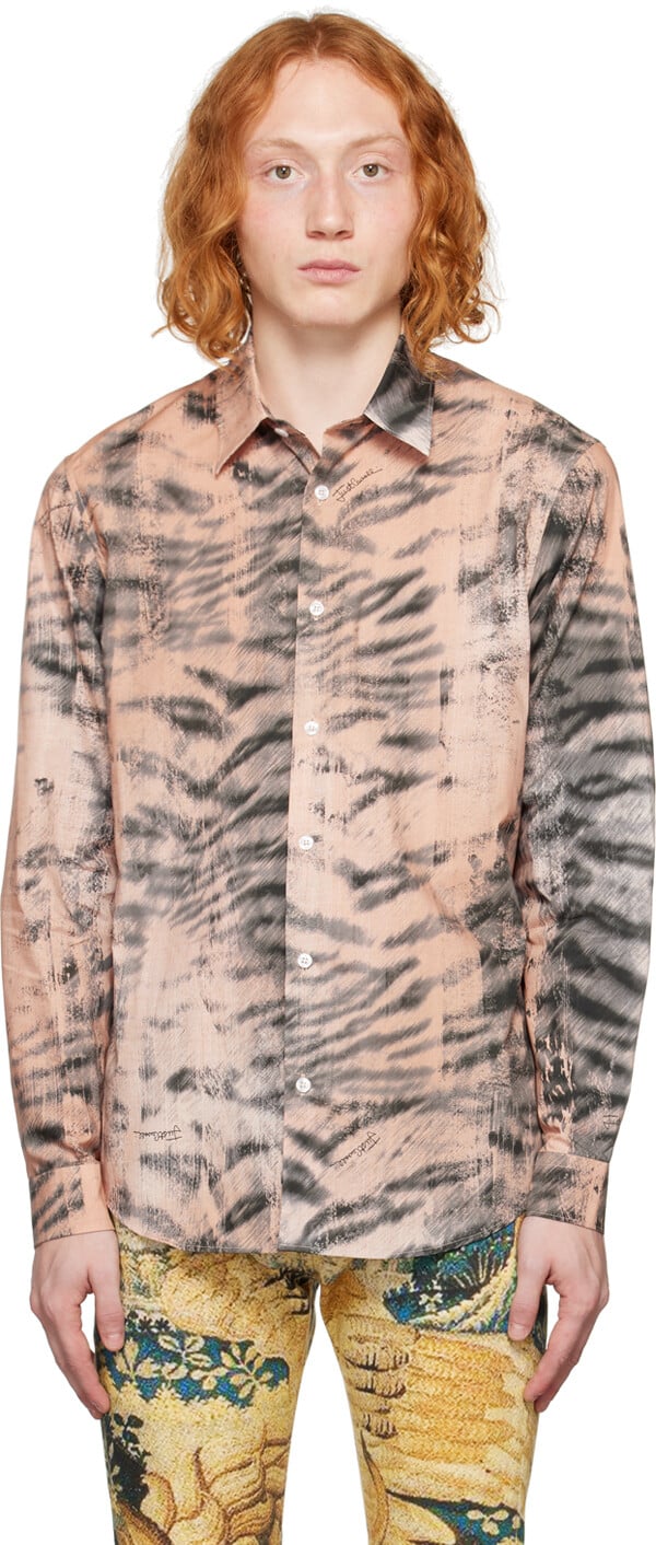 

Бежево-черная рубашка с графическим узором Just Cavalli