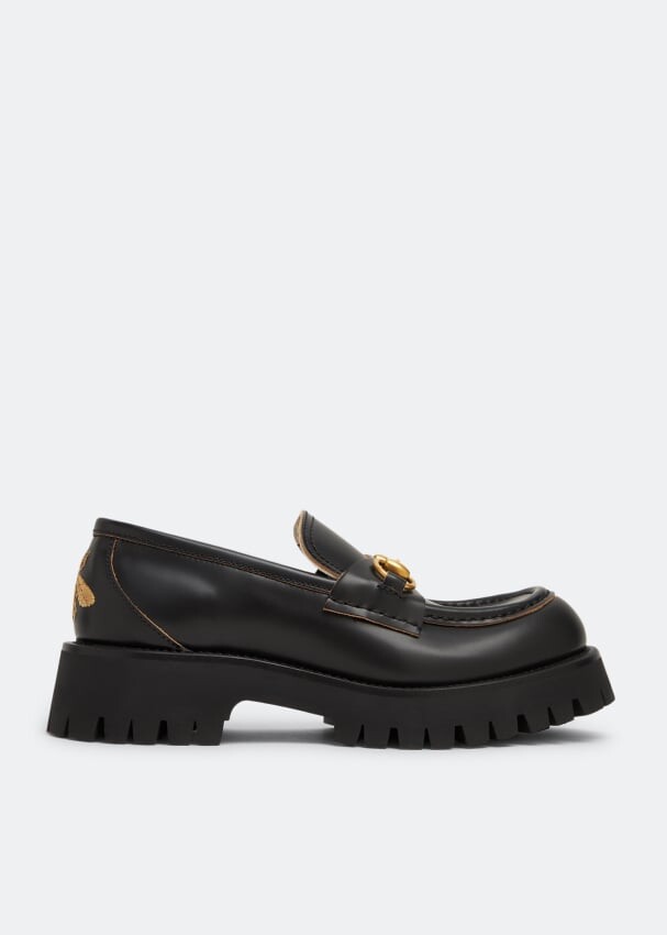 

Лоферы GUCCI Horsebit lug sole loafers, черный