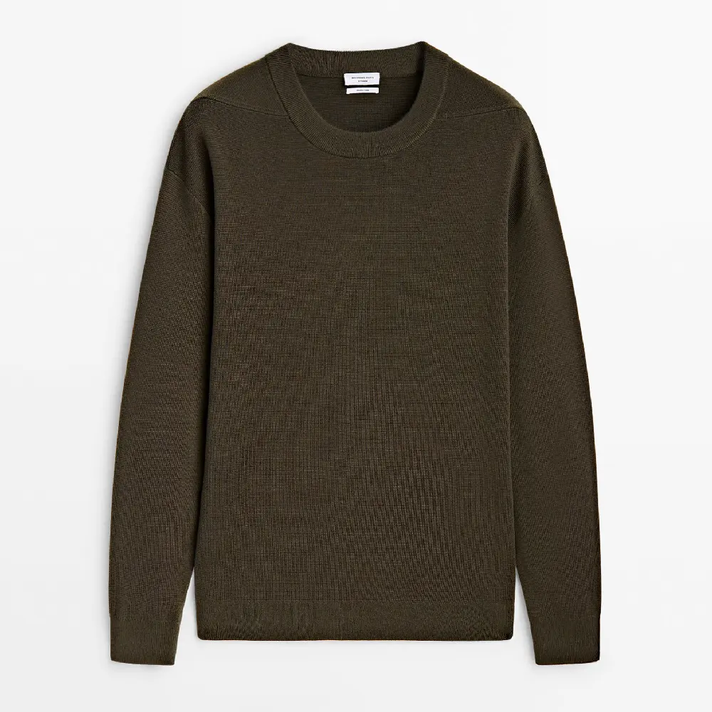 

Свитер Massimo Dutti Loose-fit Milano Knit - Studio, хаки