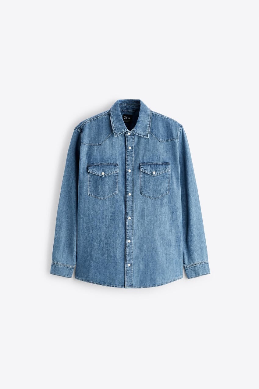 

Рубашка Zara denim, голубой