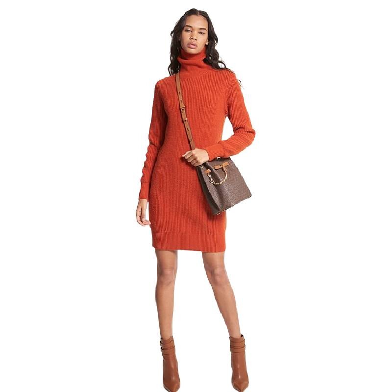

Платье Michael Michael Kors Ribbed Wool and Cashmere Sweater, красный