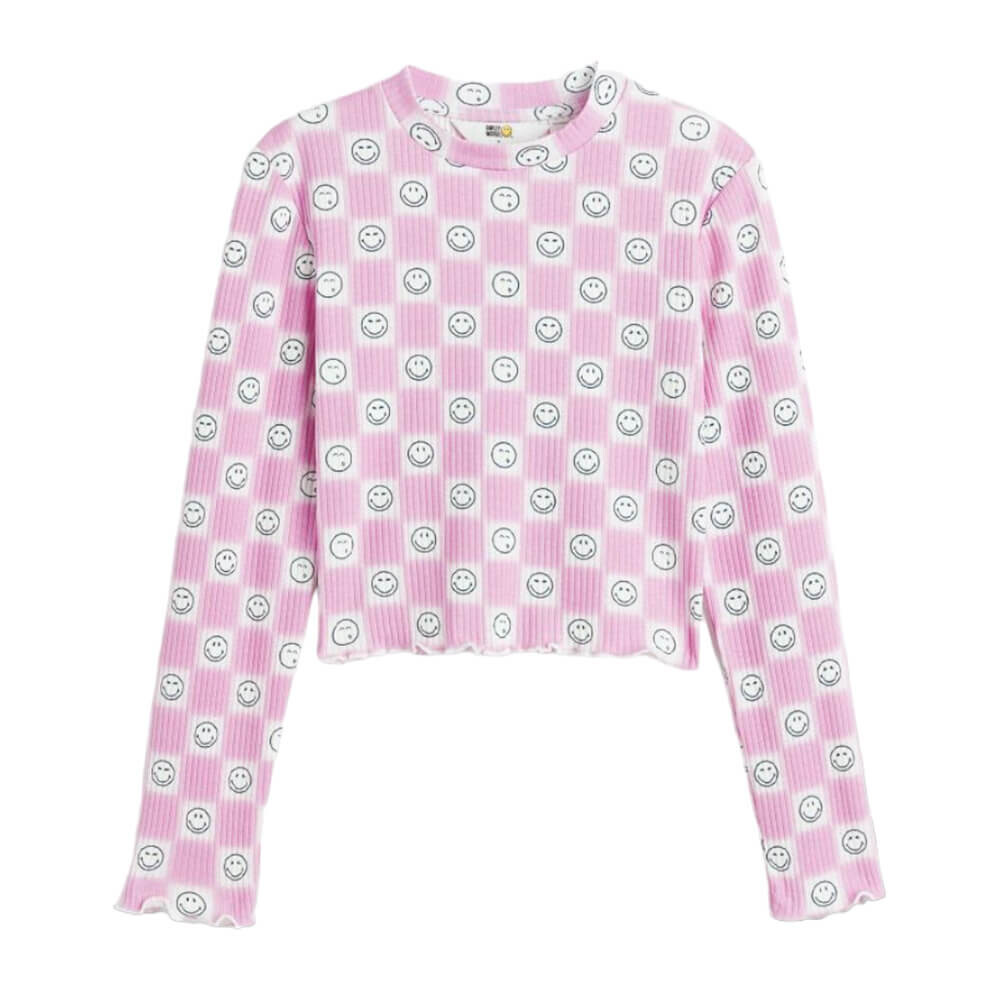

Топ из джерси с принтом H&M SmileyWorld, розовый
