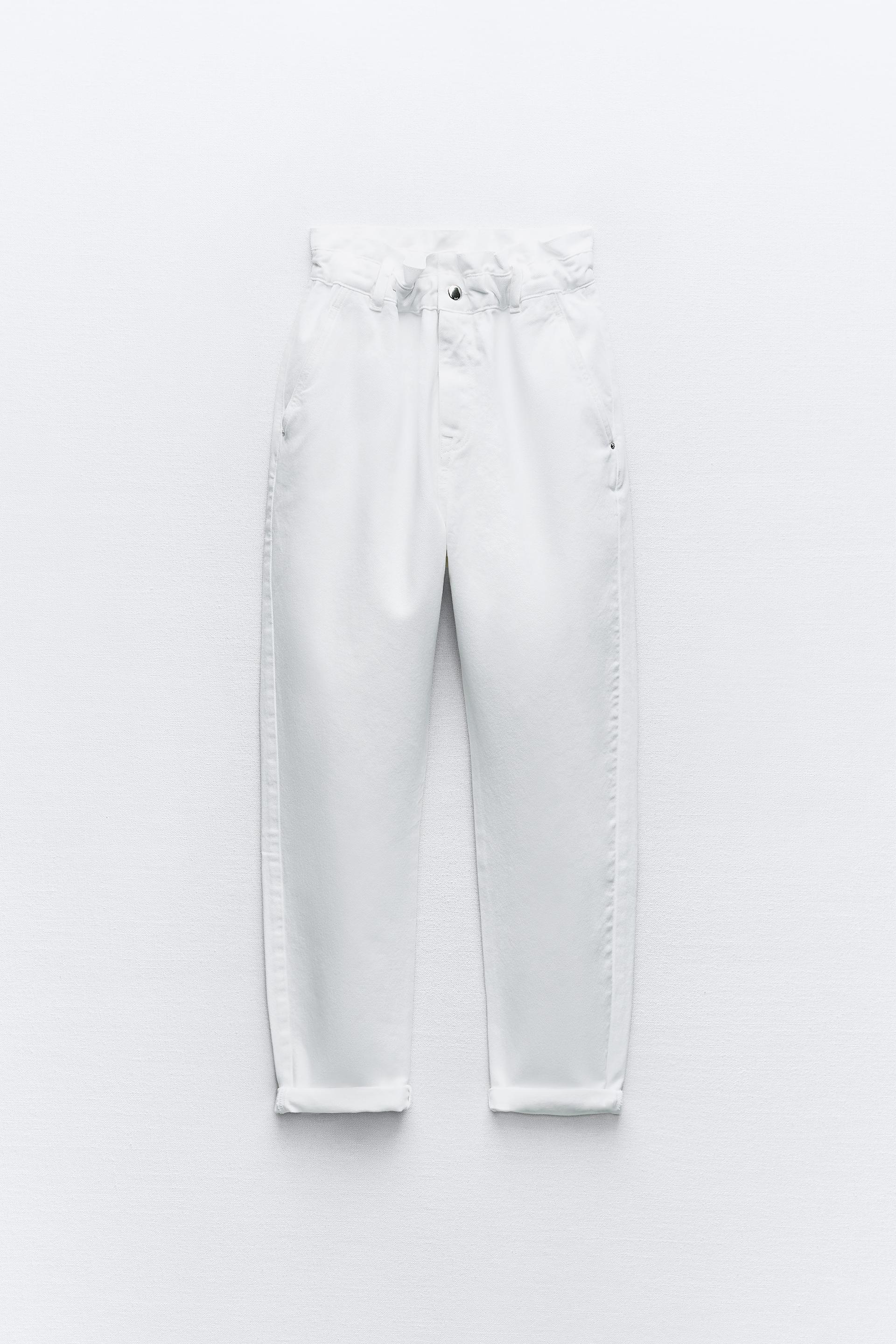 брюки zara high waist желтовато белый Джинсы Zara Z1975 High-waist, белый