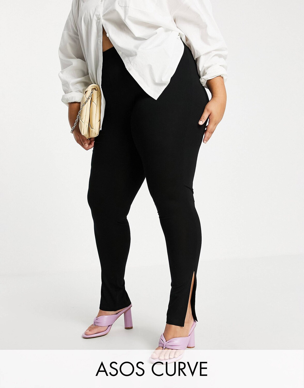 

Черные леггинсы с разрезами по бокам ASOS DESIGN Curve, Черный