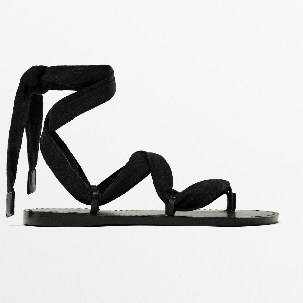 Сандалии Massimo Dutti Flat With Interchangeable Straps, черный сандалии черный на плоской подошве roxy