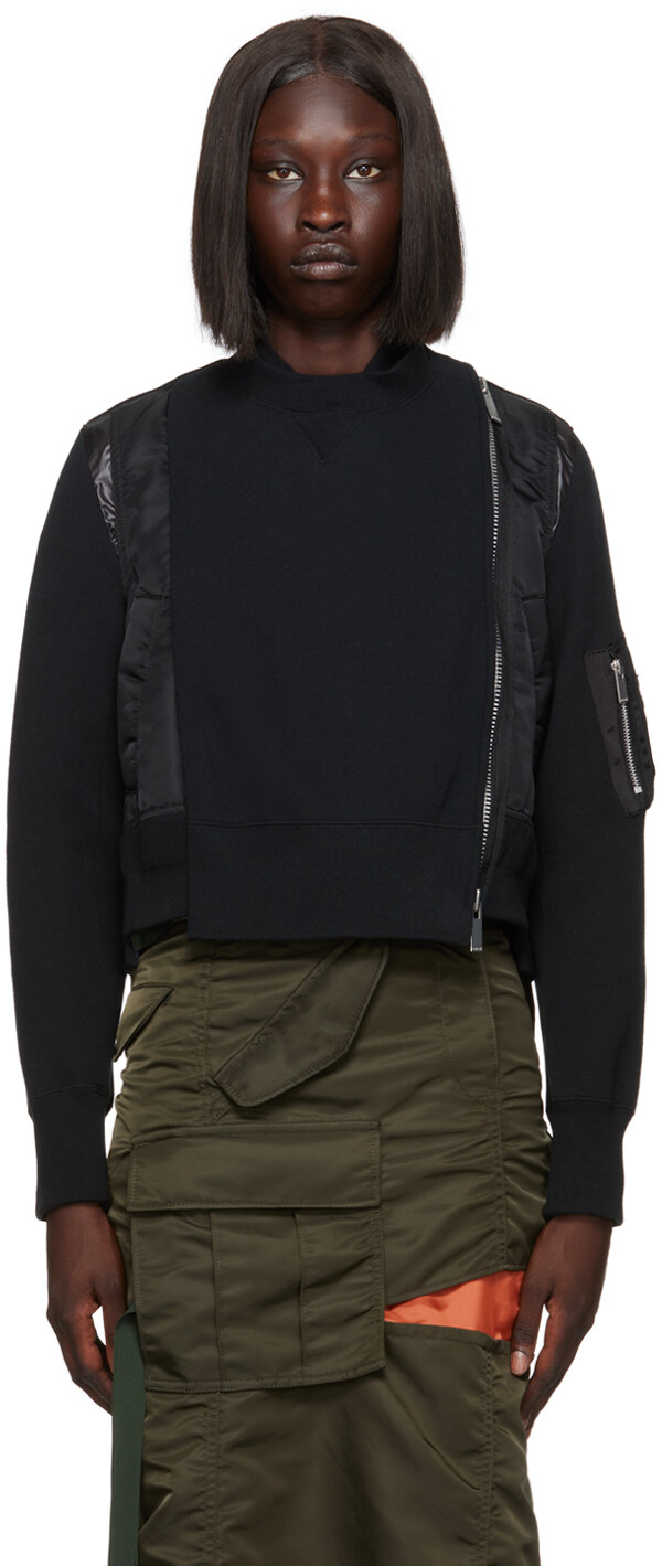 

Черный многослойный свитшот sacai