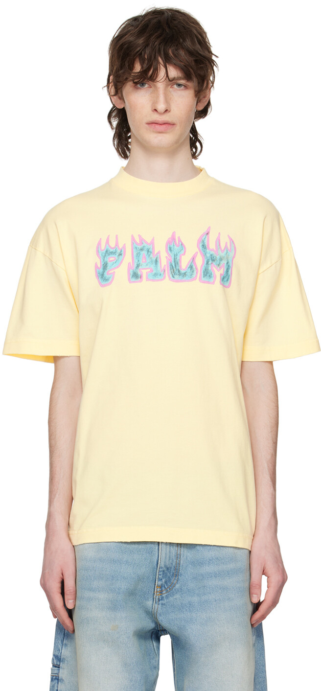 

Винтовая футболка Yellow Flames Palm Angels