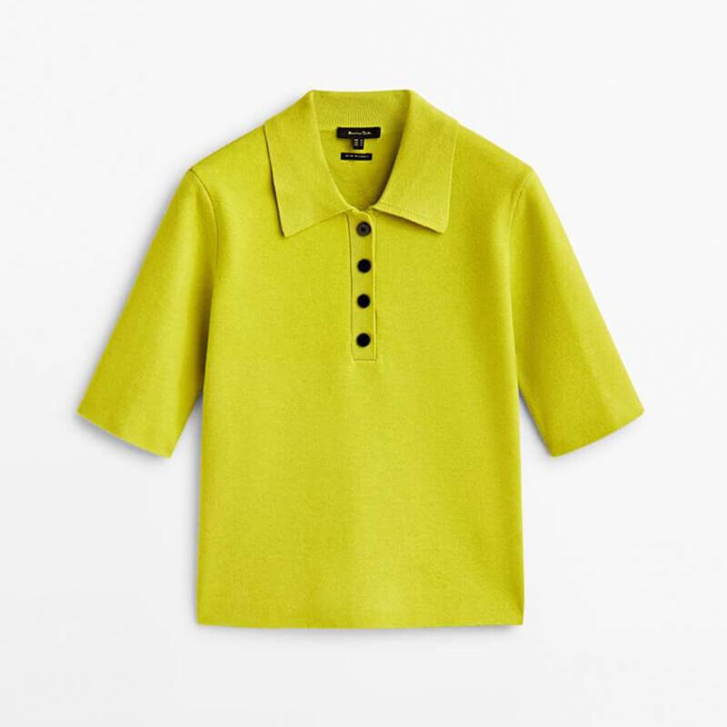 

Джемпер Massimo Dutti Short Sleeve Buttoned Polo, желтый