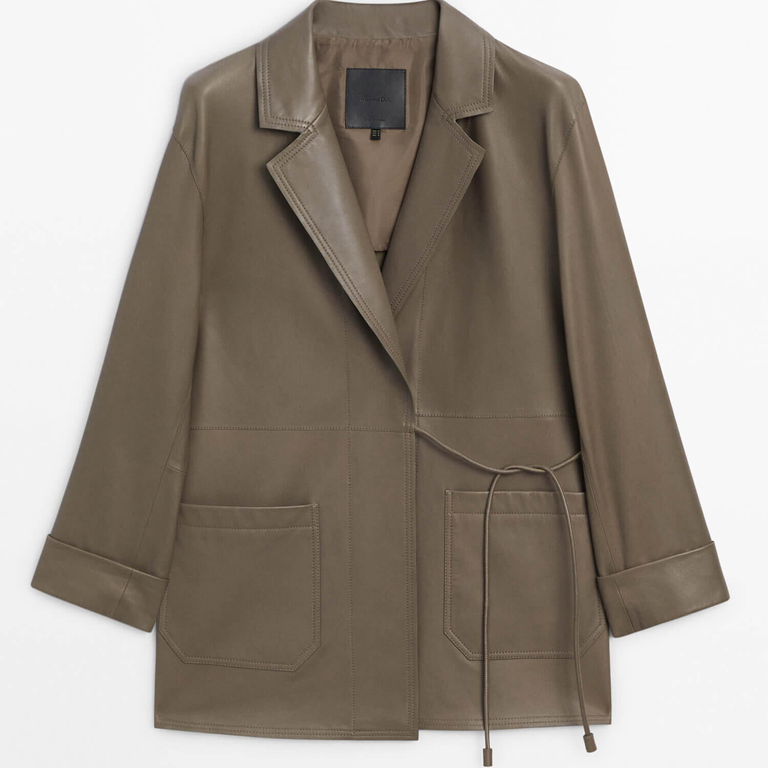 

Блейзер Massimo Dutti Nappa Leather With Drawstrings, зеленый