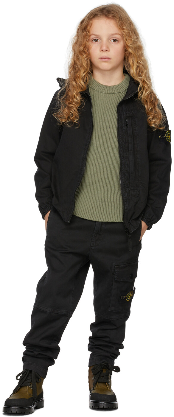 

Детский зеленый вязаный свитер в рубчик Stone Island Junior