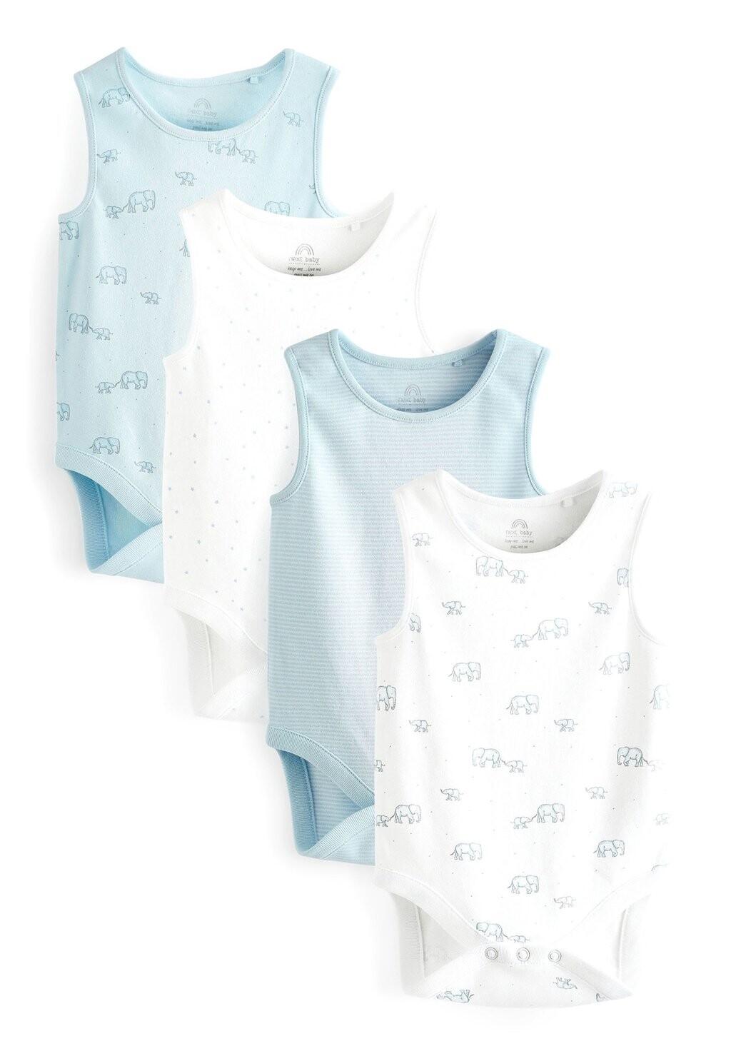 

Боди 4 Pack Vest Baby Bodysuits Next, цвет blue white elephant