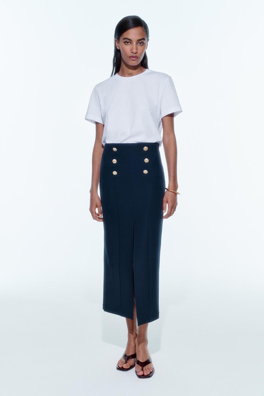 

Футболка из хлопка с ферментной отделкой ZARA, белый
