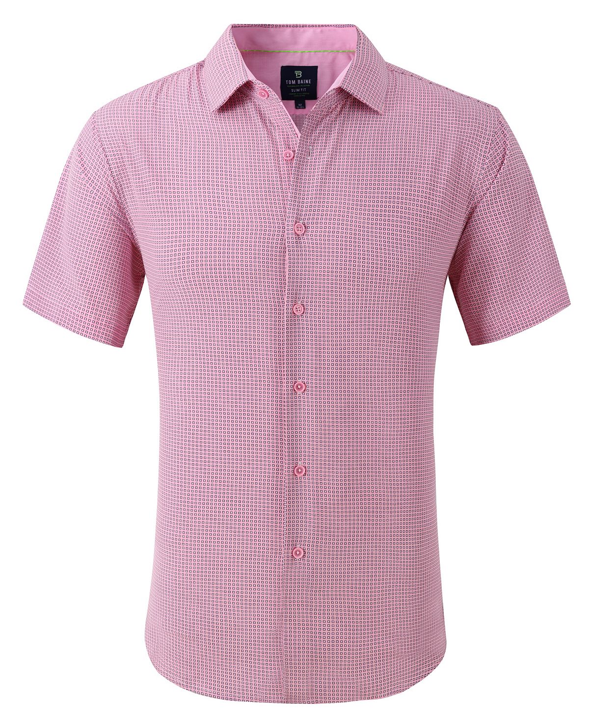 цена Мужская классическая рубашка slim fit с коротким рукавом на пуговицах Tom Baine, розовый