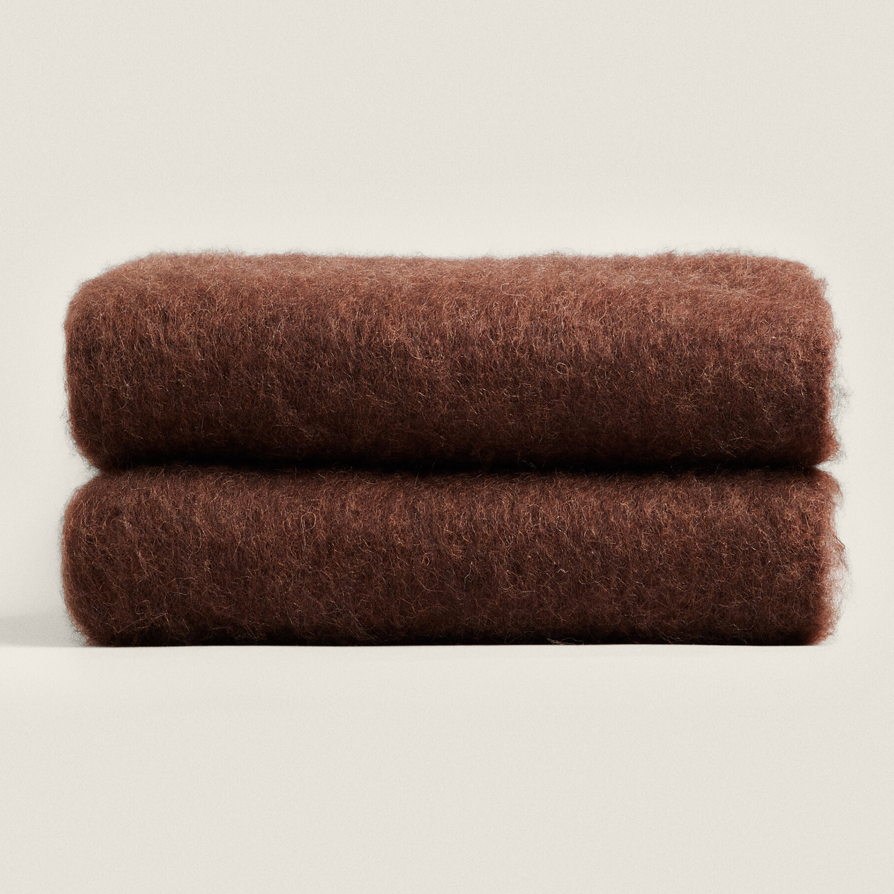 плед zara home check soft touch коричневый мультиколор Плед Zara Home Carded Wool, коричневый