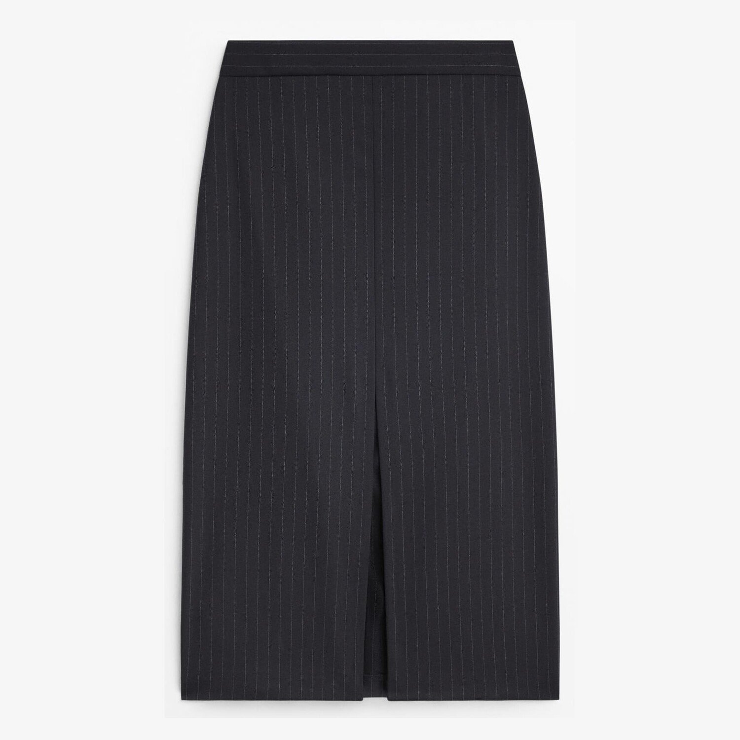 

Юбка Massimo Dutti Pinstripe Midi With Slit, темно-синий