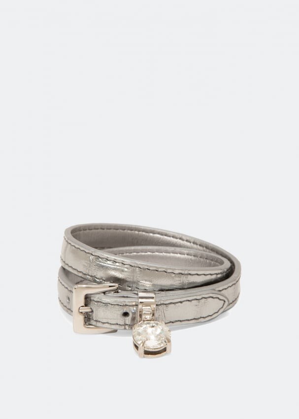 

Браслет MIU MIU Madras leather bracelet, серебряный