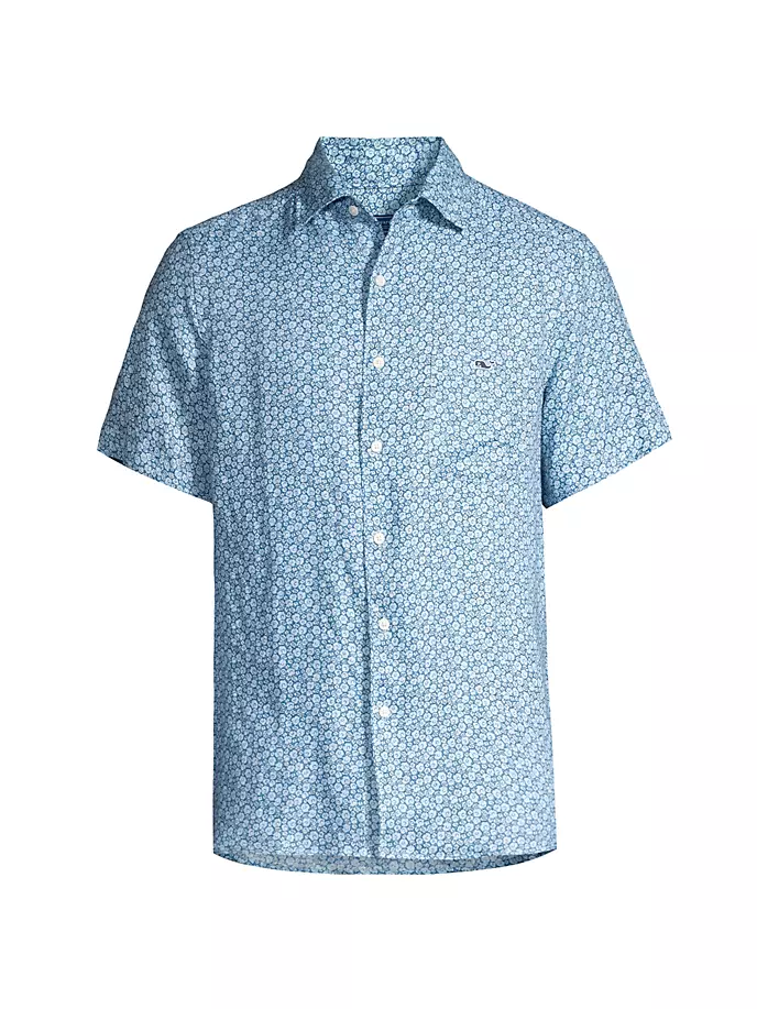 

Рубашка с короткими рукавами с микроцветочным принтом Vineyard Vines, синий