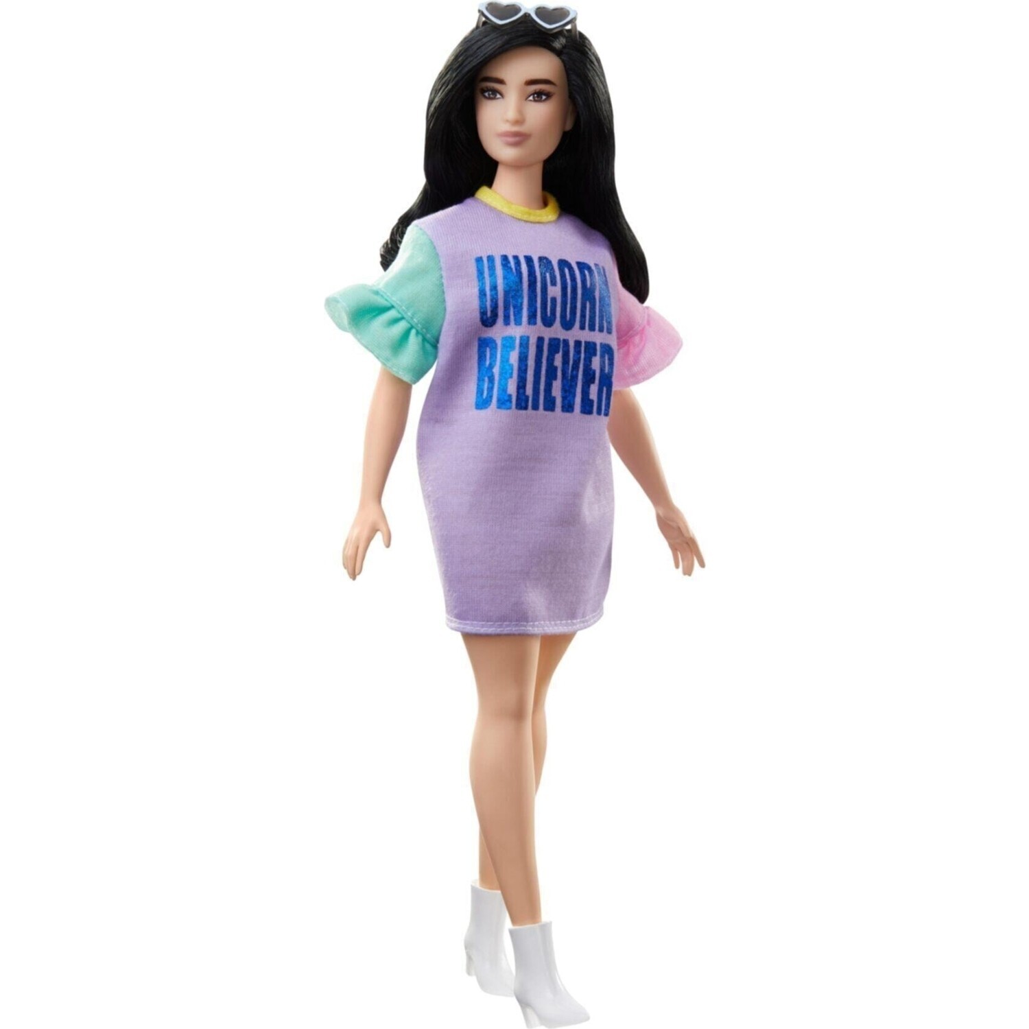 

Куклы и аксессуары Barbie Fashionistas, черные волосы, футболка с единорогом