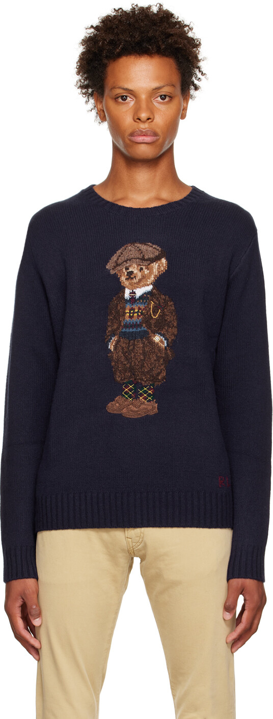 

Темно-синий свитер-поло с медведем Polo Ralph Lauren