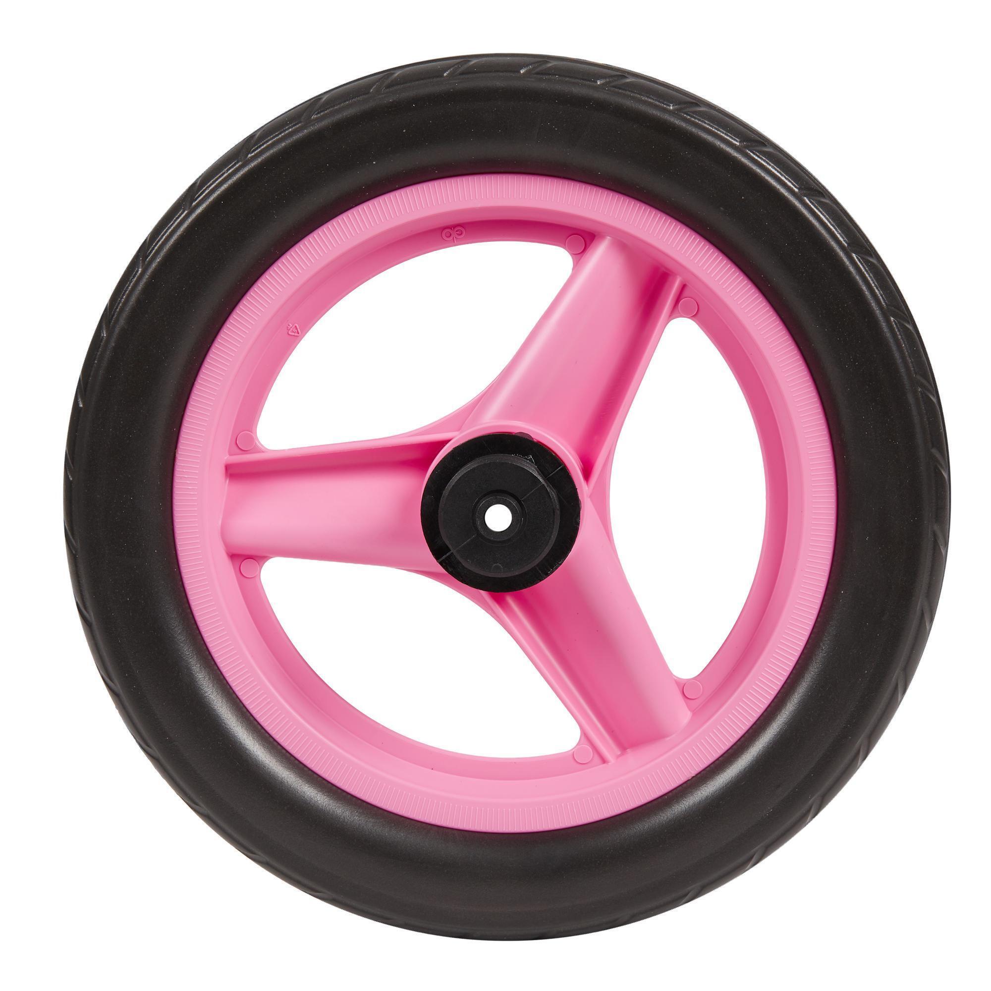 цена Колесо для беговела переднее 10 дюймов розовый диск RUNRIDE Btwin