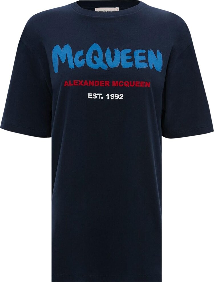 

Футболка Alexander McQueen Graffiti T-Shirt Navy/Multicolor, синий
